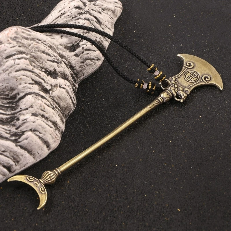 

652F Vintage Chinese Ancient Snake Spear Key Rings Handcrafted Brass Decoration Perfect Gift For History Enthusiasts