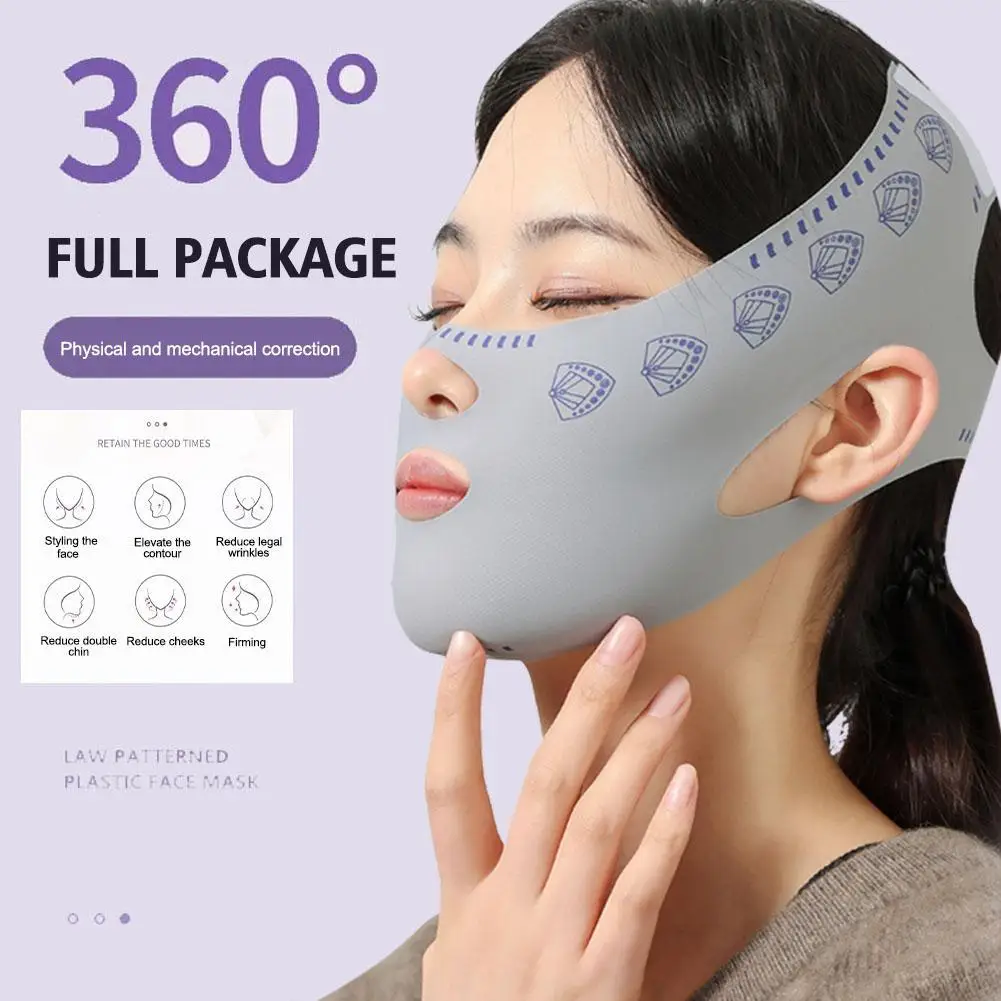 1pc riutilizzabile V Face Bandage Shaper grey Women Facial Slimming Lift Up Belt riduce il doppio mento Face Thining Bandage strumento per la cura della pelle