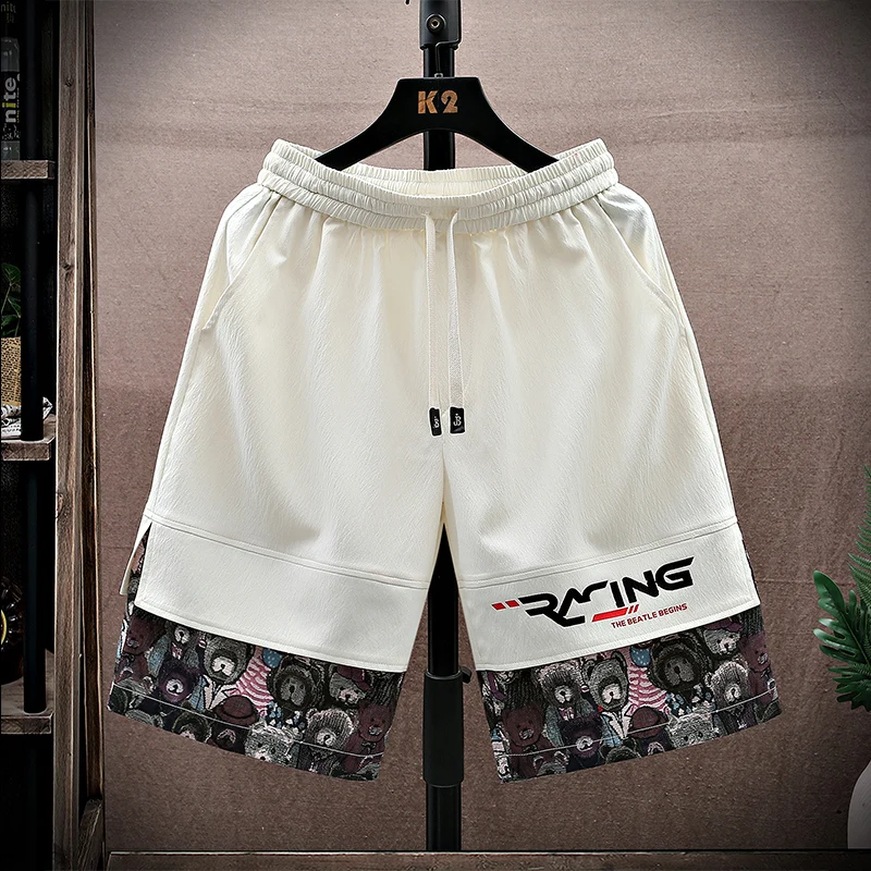 

Ice Silk Men's orts Summer 2024 New Thin Youth Casual Loose Beach Five-Point Pants Faionable Urban Sle Polyester Fiber