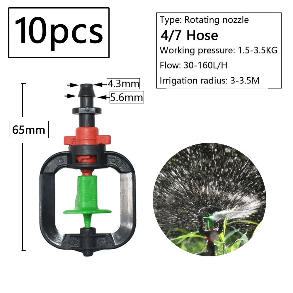 Szklarnia podlewanie zraszacz nawadniania kropelkowego ogród regulowany mikro Spray obrotowy refrakcja dysza do mgiełki 1/4 \