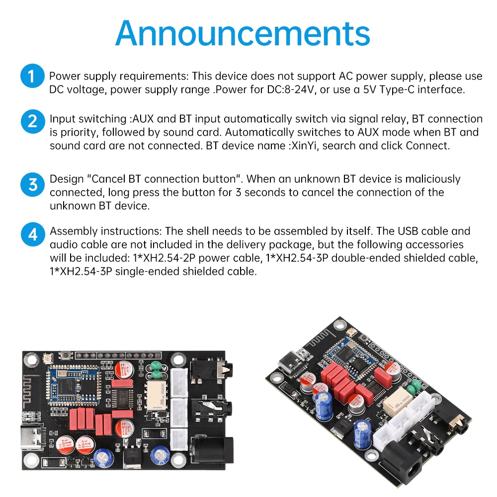 Dc 8 ~ 24V Bluetooth Audio Decoder Board XY-LA02 Qcc5125 Chip Hifi Lossless Decoder Board Aptx Ldac Lossless Hd Geluidskwaliteit