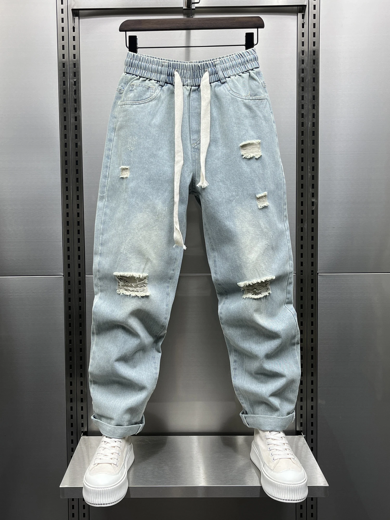 

Модные мужские джинсы Harlan, синие джинсы, повседневные длинные брюки прямого кроя, износостойкие, молодежный стиль, мода осеннего сезона