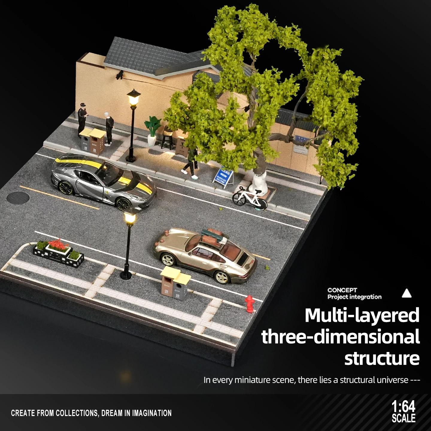 1/64 Tavern Restaurant Model Scene with Lamp Version Simulation Model Scene Decoration Collect (Excluding Car Models)