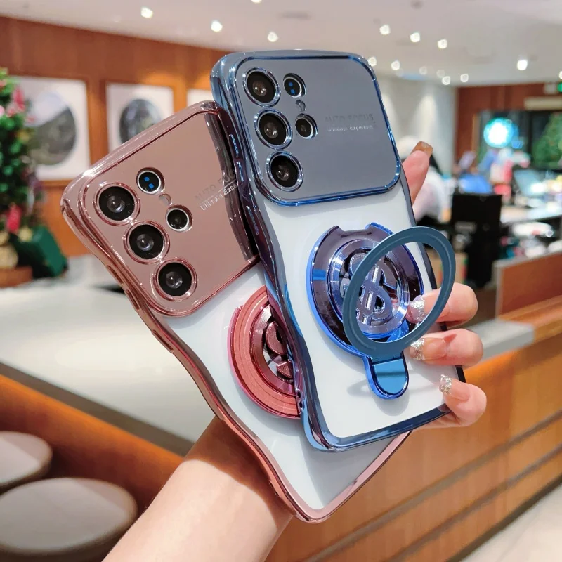 

Wave-shaped curly US dollar pattern. Suitable for wireless charging protection case for MagSafe magnetic ring stand, applicable