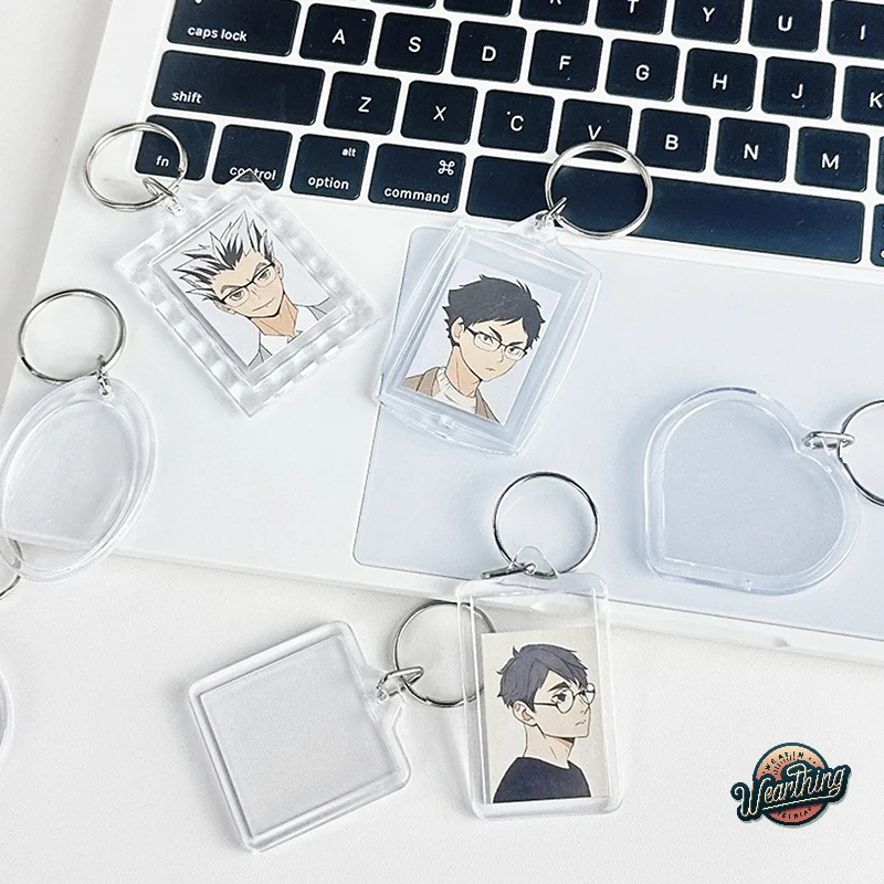 Photo Frame Keychain Clear Acrylic Keyring Insert Photo Key Pendant Blank KPOP Photo Key Holder DIY Split Ring Key Chain Gifts