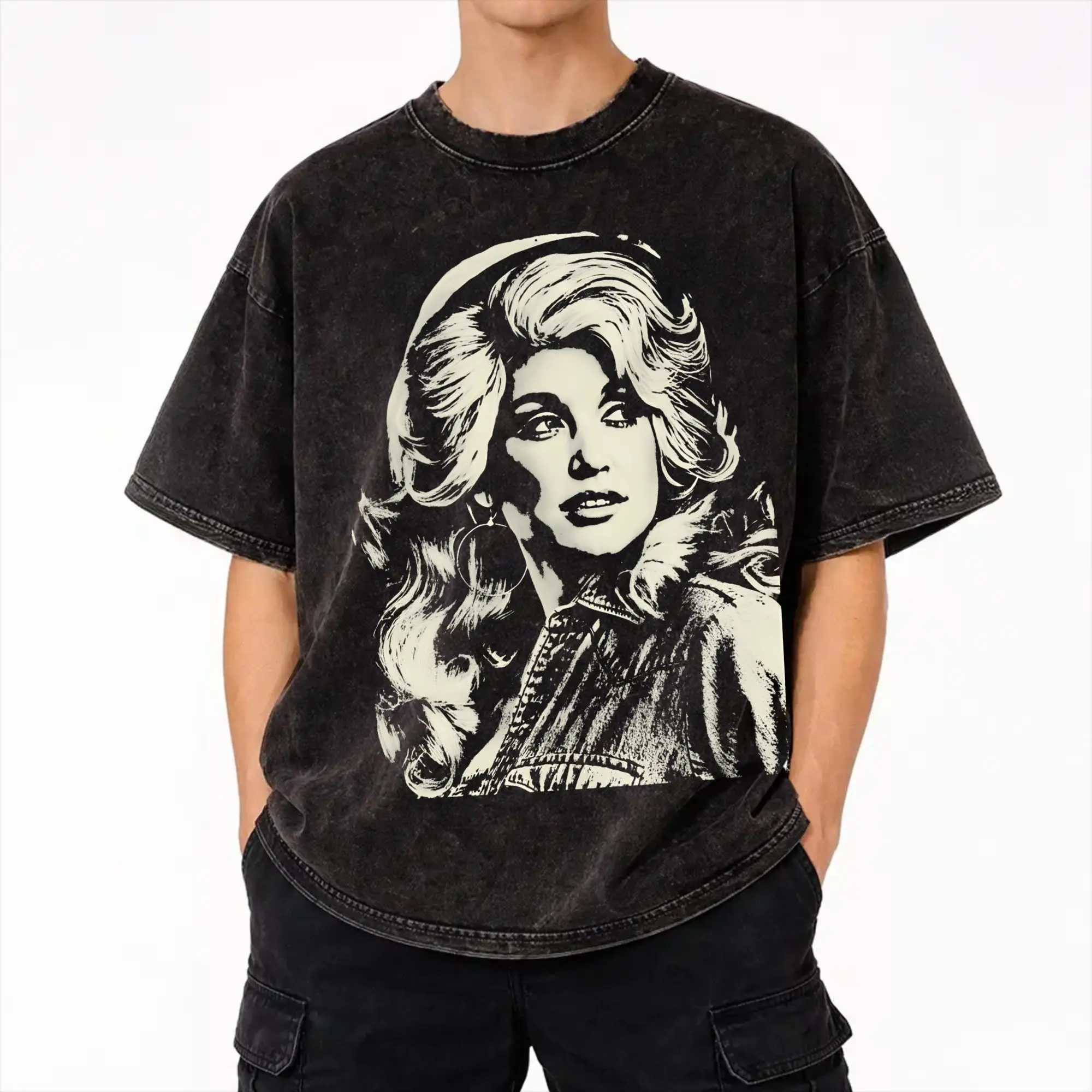 Harajuku Washed Shirts RIP Dolly Parton Outfit Vintage T Shirt Oversize  Streetwear Short Sleeve Graphic Tees