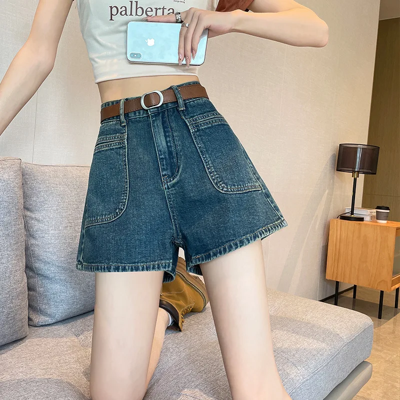 New Denim Shorts Summer Women High Waist Straight A-line Short Jeans Slim Pants Girls Jeans Camisa Feminina Lady Fat Trousers