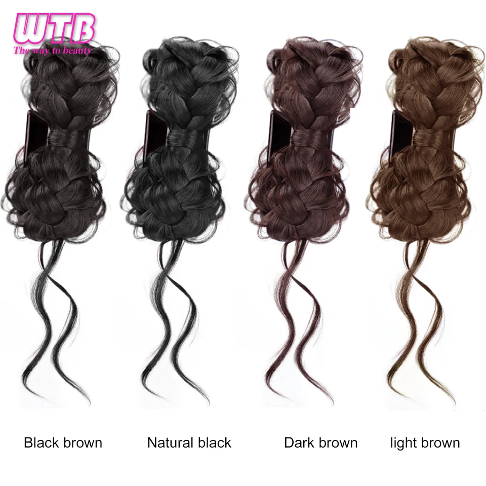 Synthetic Wig Bun Female Integrated Claw Clip Bow Dragon Hair Bun Ponytail Half-tied Shape Suitable For Daily Wear