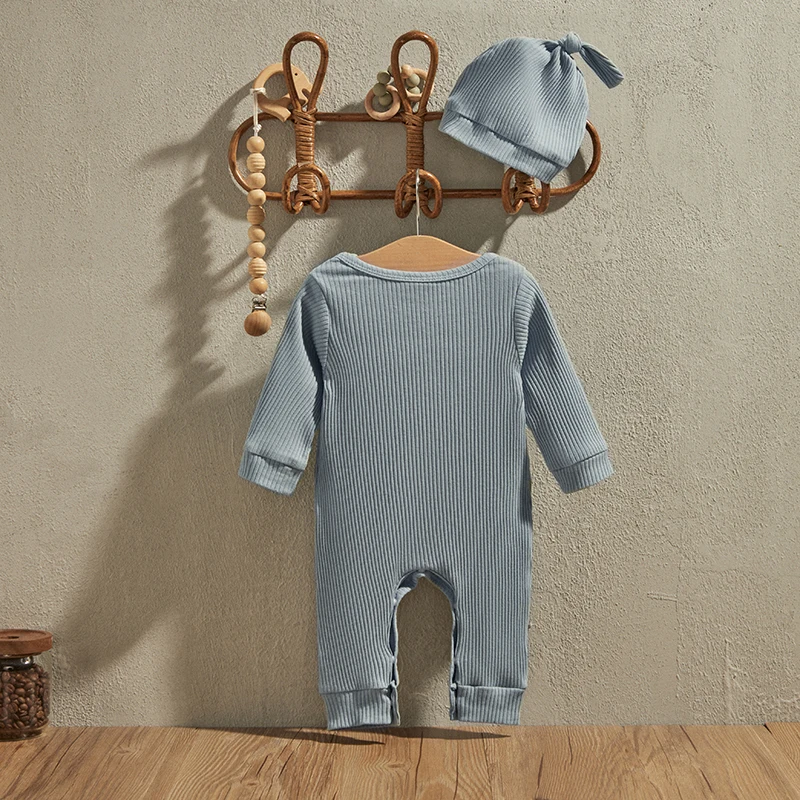 EWODOS Newborn Baby Boy Clothes, Hi I m New Here Coming Home From Hospital Outfits Gender Neutral Spring Romper with Hat Sets