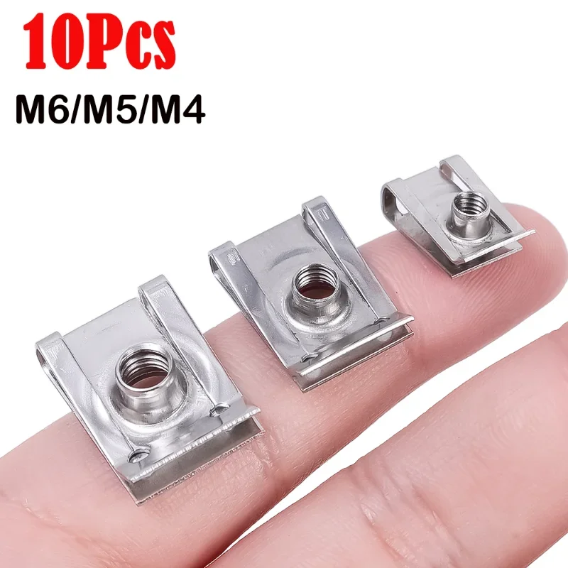 10Pcs Car Rustproof U Nuts Speed Fastener Universal Self Tapping Screw Spire Clips Practical Car Motorcycle Tools Accessories