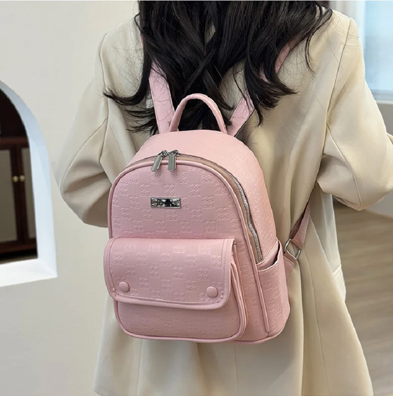 2025 Korean New Fashion Women's High Quality Leather Travel Backpacks Casual Large Capacity Shoulder Bags Totes School Bag