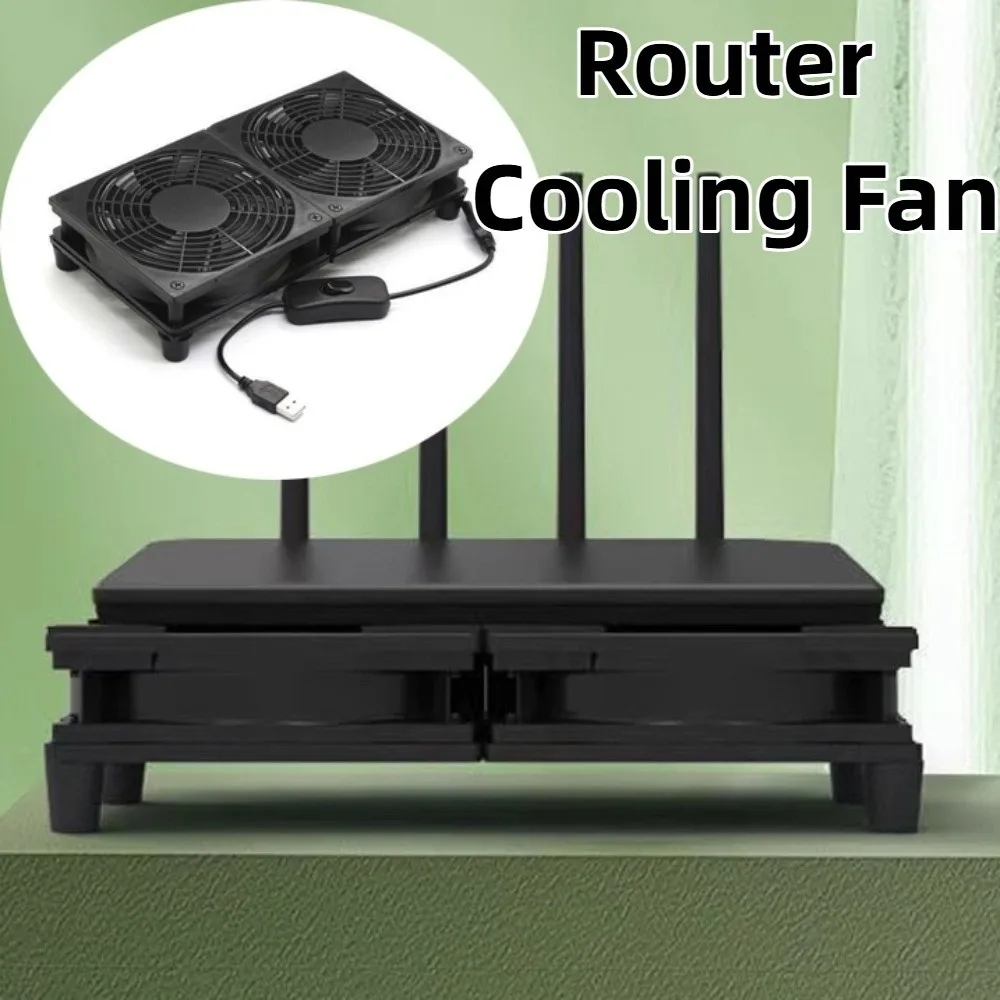 

DC 5V Router Cooling Fan Dual Fans Protective Net Router Cooling Stand with Switch Slient USB Radiator Base PC Cooling