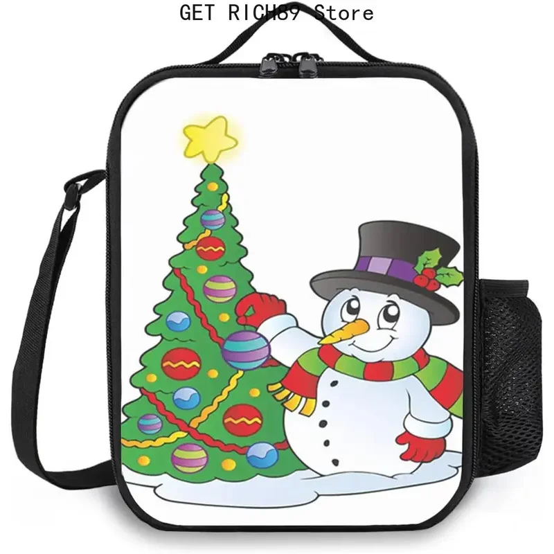 

Snowman Reusable Insulated Lunch Bag,Near Celebration Holiday Time,Cooler Tote Box Meal Prep for Men & Women Work Picnic or