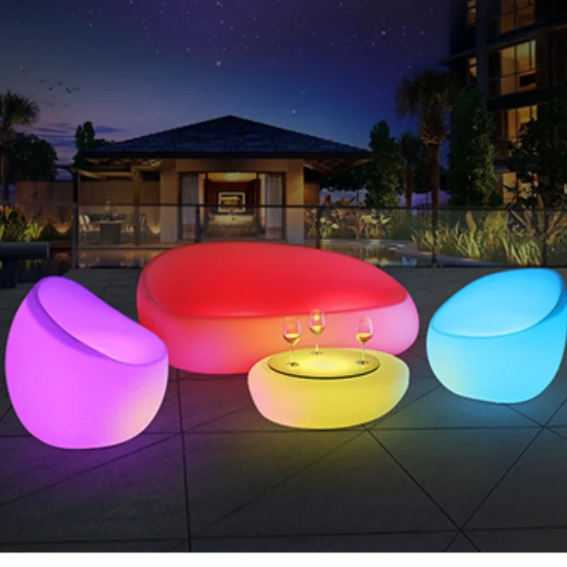 Leisure Luminous KTV Card Sofa Combination Led Luminescent Colorful Bar Table and Stool Bar Furniture