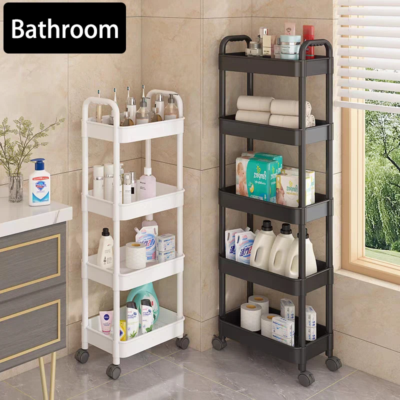 3-5 Tiers Trolley Organizer Auxiliary Cart With Wheels Shelf Kitchen Furniture Cabinet Storage Rack Drawers Bathroom Mobile Cart