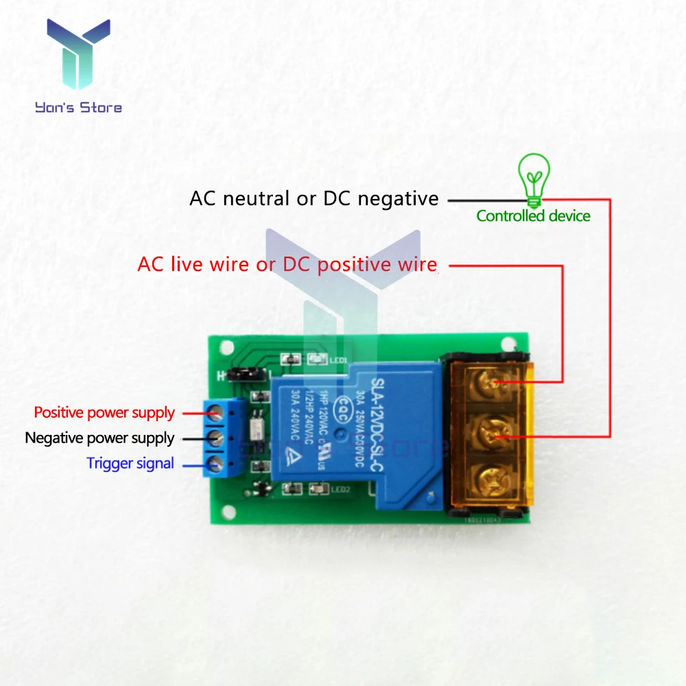 30A High Power Relay Module Single Channel High and Low Level Trigger Optocoupler Isolation 5V 12V 24V Relay Module