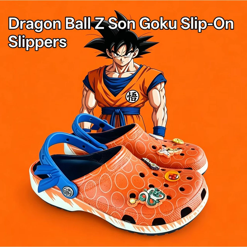 

Dragon Ball Z Son Goku Themed Slippers EVA Slides Non Slip Indoor Outdoor Casual Footwear Anime Gift For Men Women Teen Fans