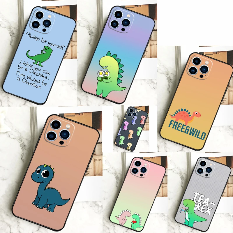 Cute Dinosaur Tea-Rex Phone Case For iPhone 15 14 13 12 11 Pro Max X XR XS Max 7 8 Plus 12 13 Mini Back Cover