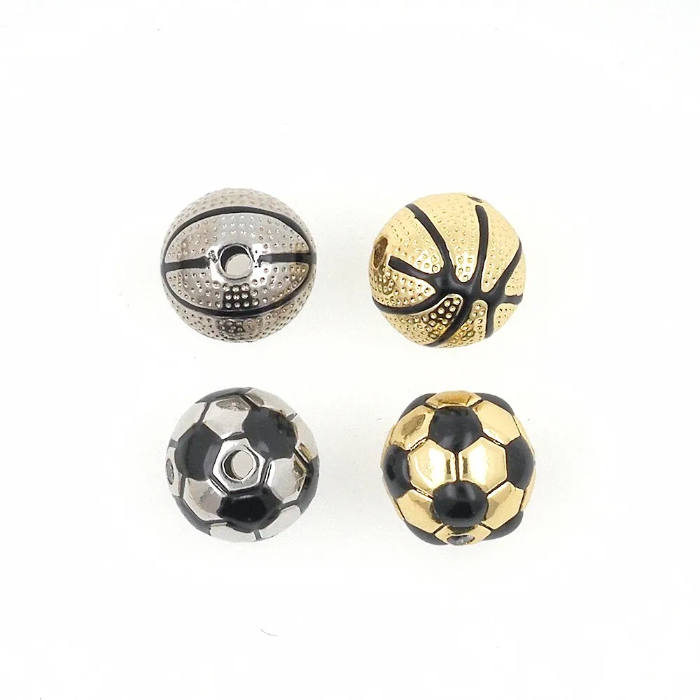 New Football Ball Basketball Spacer Bead Gold Plated Sports Original Charm Paracord Beads For Women Gift DIY Jewelry Accessories