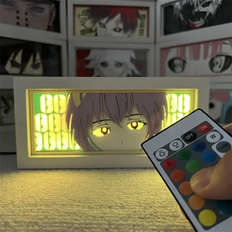 

New Century Evangelion Paper Carved Lamp Anime Asuka Langley Soryu Figure 3D Led Night Light Usb 7Color Bedroom Decoration Lamps