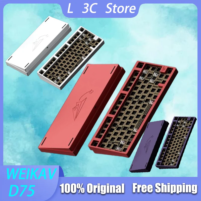 WEIKAV D75 Mechanical Keyboard Kit Tri Mode CNC Aluminum Alloy Gasket Structure Hot Swap RGB Customized Gaming Keyboard Qmk Via