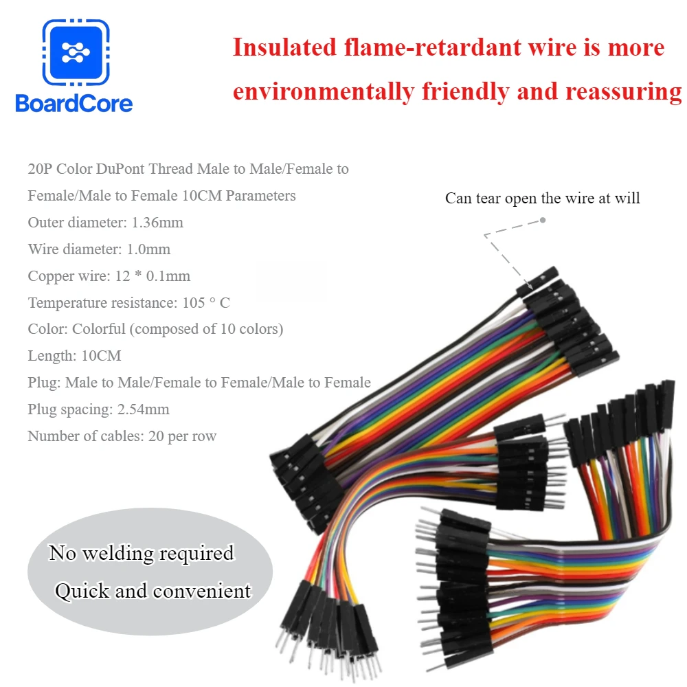 20Pin 10cm Dupont Jumper Wires Male To Male + Female To Female + Male To Female for Electronic DIY Kits