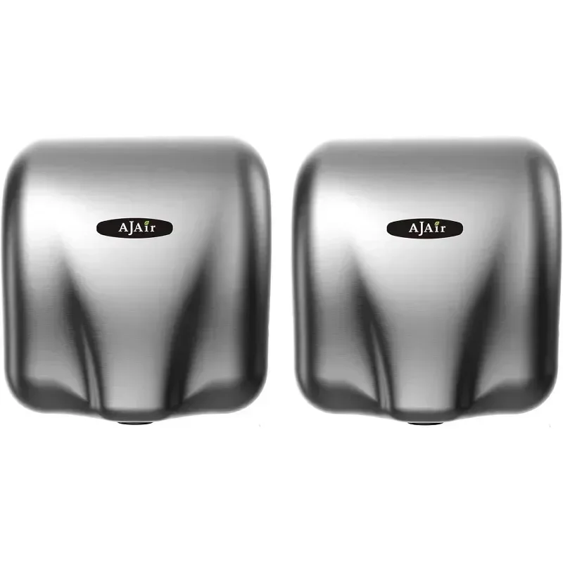 AjAir 2 Pack Heavy Duty Commercial 1800 Watts High Speed Automatic Hot Hand Dryer - Stainless Steel