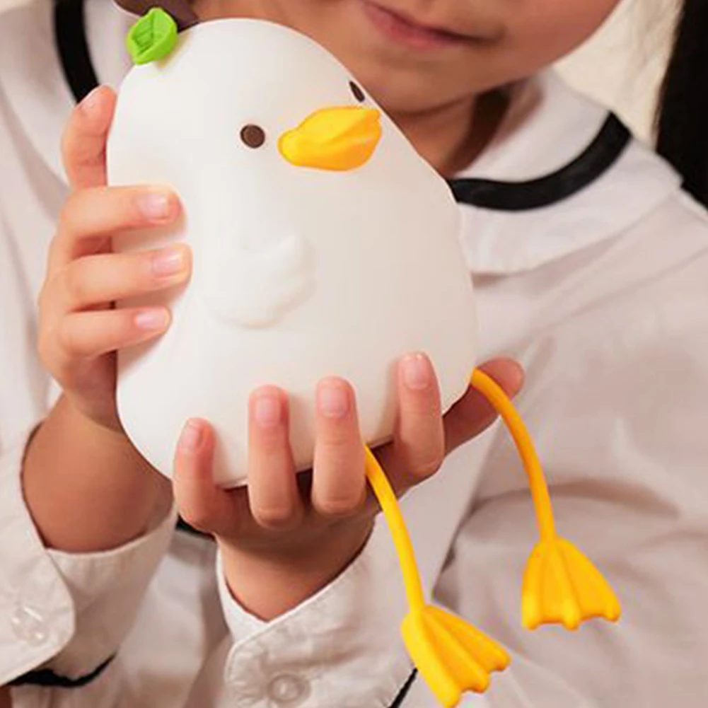 

Squishy Duck Night Light 6500K Cartoon Silicone Sleeping Light USB Rechargeable Touch Control Sleeping Decompression Night Light