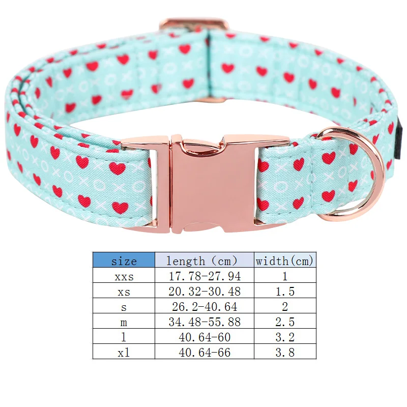 Unique Style Paws Blue Heart Dog Collar,  Valentine\'s Day Dog Collar with Bowtie Cute Puppy Necklace for Small Medium Large Dog