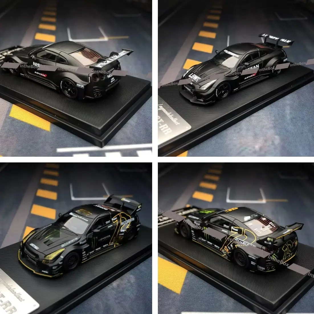 

In theBoxToys Store MC 1:64 Black GTR R35 LB Monster Widebody Sports Model Diecast Metal Collection Limited