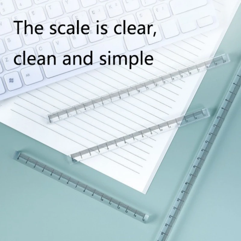 Transparent and Simple Acrylic Ruler Cubic Acrylic Straight Ruler Student Drawing and Measuring Ruler