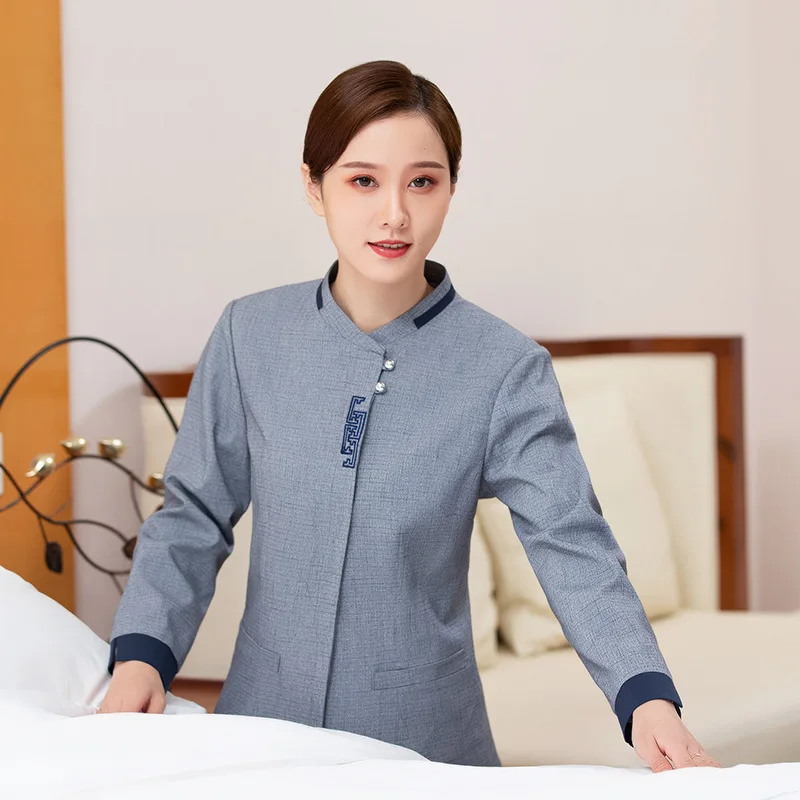 ホテルの部屋のクリーニング制服長袖秋冬衣装モールコミュニティプロパティクリーナー病院女性のクリーニング作業服