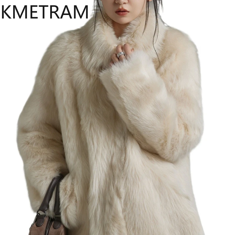 

KMETRAM 100% Natural Tuscany Wool Sheepskin Fur Jacket Woman Square-Cut Collar Loose Coat Women Winter Clothing 2025 fourrures
