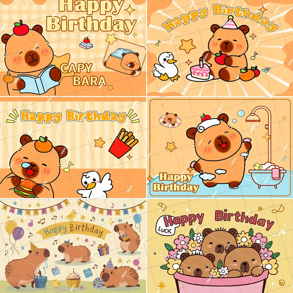 

1Pcs Cartoon Cute Capybara Theme Children's Birthday Party Decoration Customized Banner Photography Background For Kids Gift