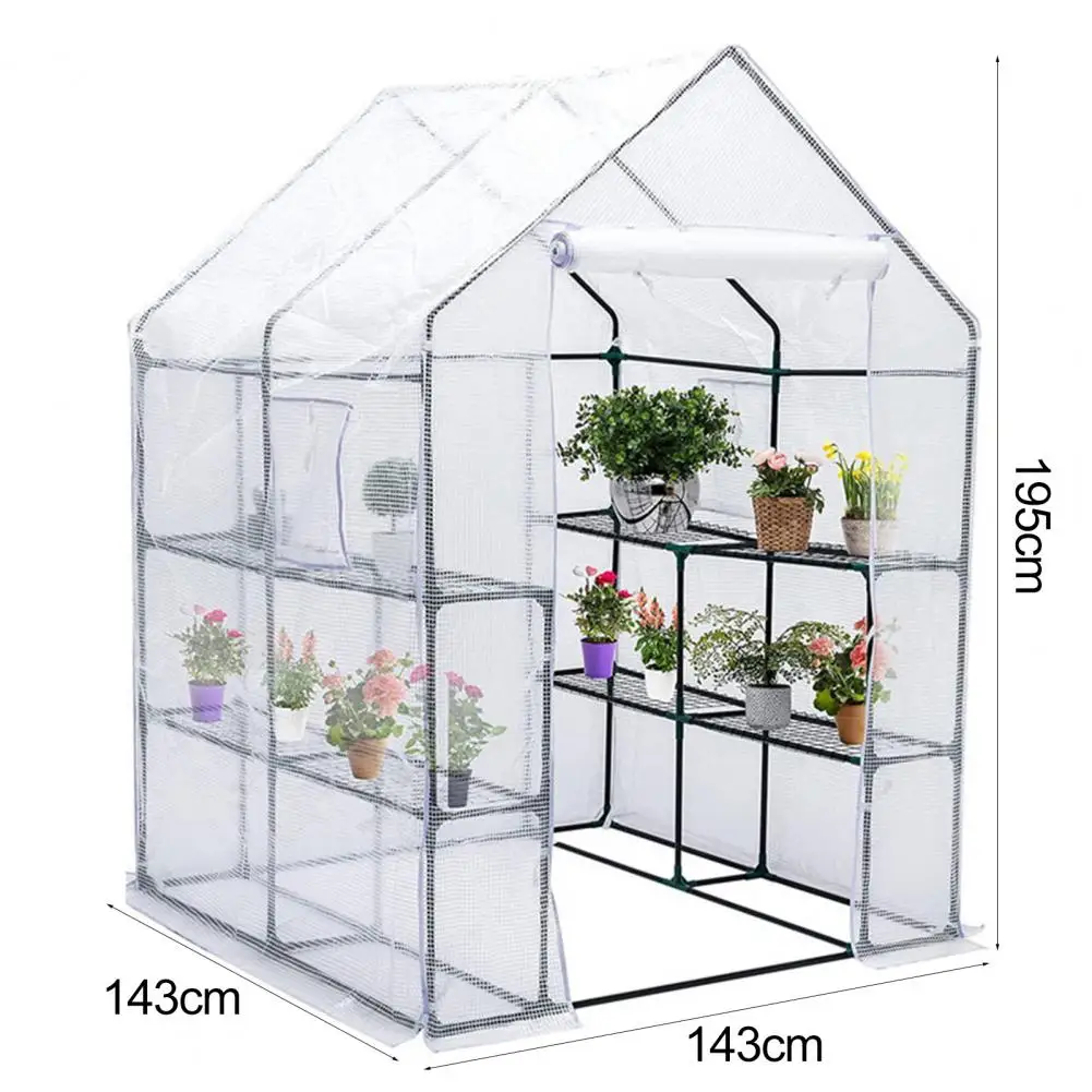 143x143x195CM GreenHouse PE Cover Wodoodporna osłona wymienna z izolacją termiczną drzwiową i przeciwdeszczowymi szklarniami przezroczysta
