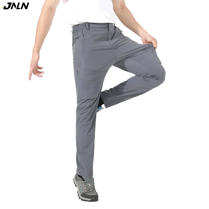 JNLN Men's Summer Pants Outdoor 4-Way Elasticity Waterproof Pants Hiking Camping Climbing Mountaineering Quick Dry Trousers