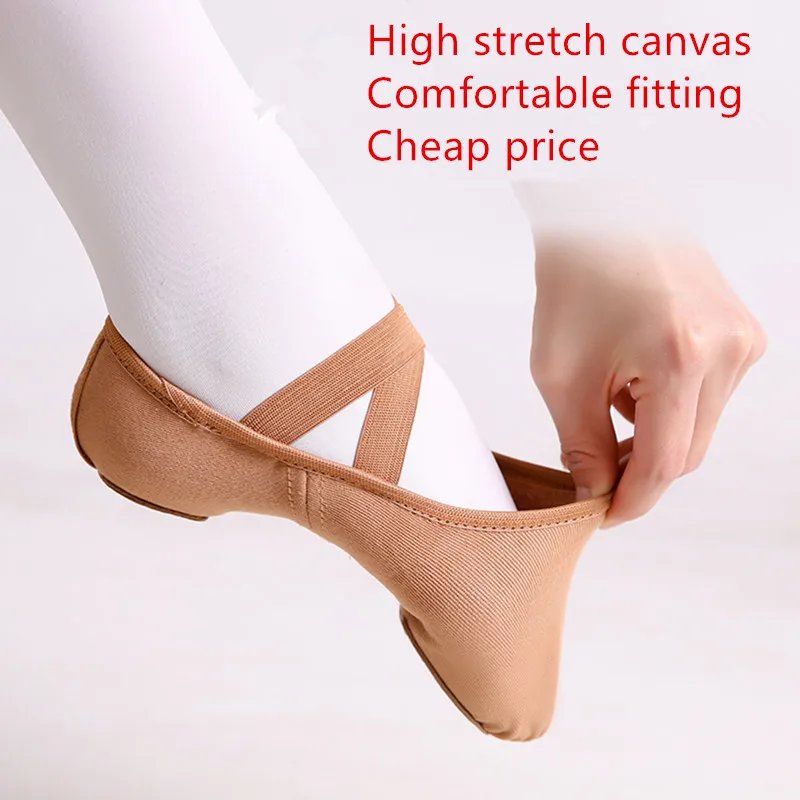 Stretch Canvas Ballet Dansschoenen Slippers Split Zachte Zool Ballerina Katoen Elastische Stof Buik Training Jazz Gym Yoga Oefening