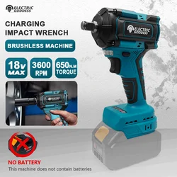 Electric goddess Brushless Drill 650N.M Torque Electric Impact Wrench Cordless Multifunction Drilling Power Tool with LED