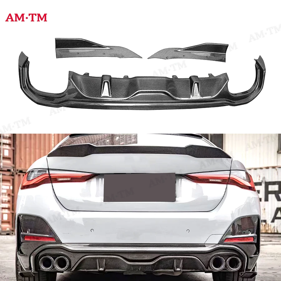 

Для BMW 4 серии G26 420i 430i 2021+ — задний диффузор из сухого карбона, задние сплиттеры, спойлер, задняя накладка, комплект для тюнинга кузова