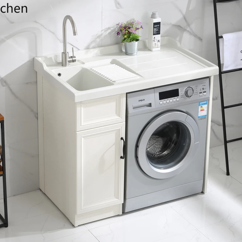A3-4 Balcony Laundry Cabinet Combination Sunscreen Space Aluminum Washing Machine High and Low Basin Integrated Cabinet