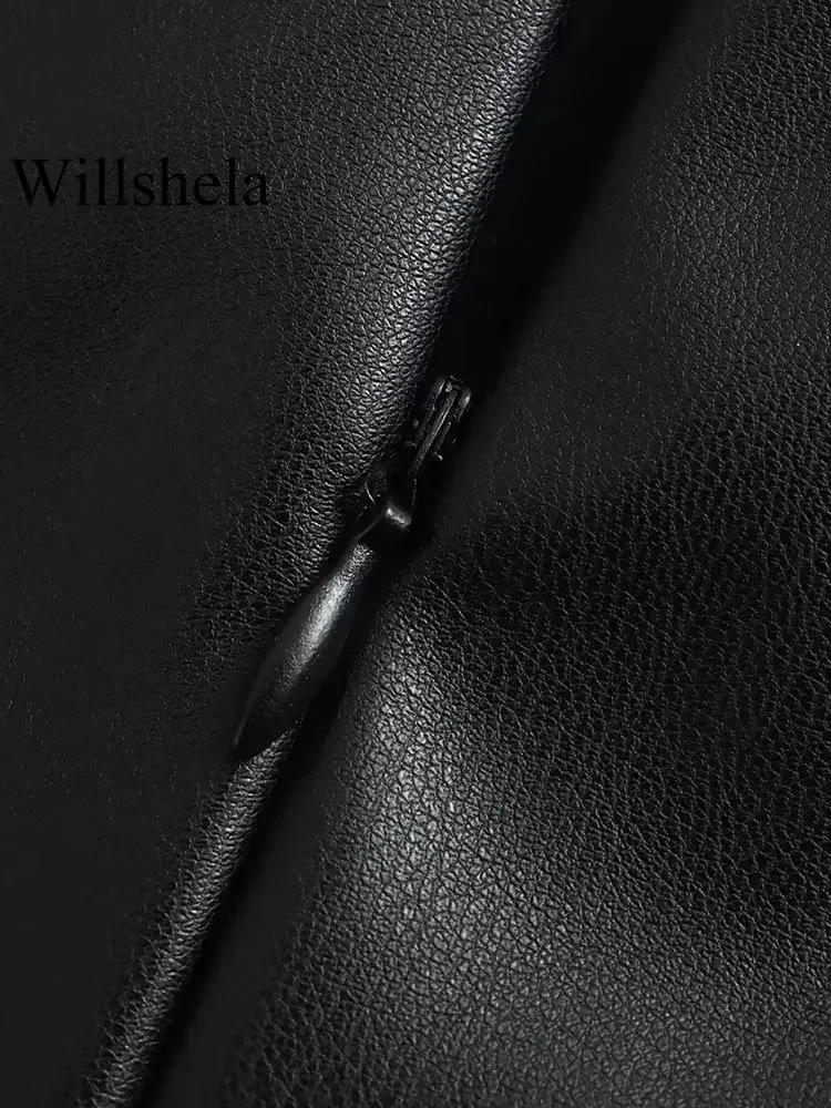 Women Black Matte Faux Leather Tank Sleeveless Mini Dresses Ladies Sexy Elegant PU A-line Mini Dress Clubwear Summer New Custom