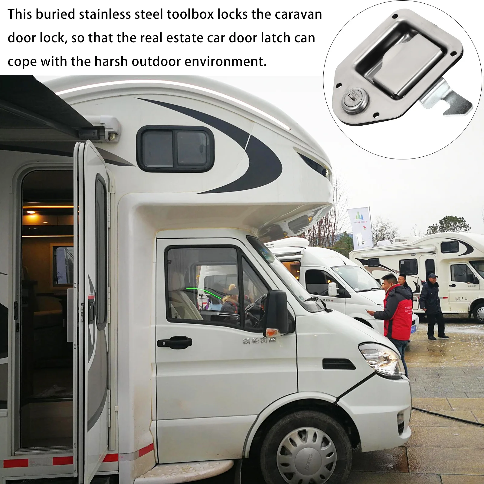 

1Set Rv Door Latch Stainless Steel Camper Lock Durable Rustproof Travel Trailer Door Locks Replacement Parts Toolbox Lock