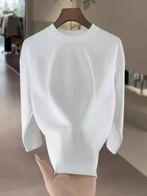 

Men's Casual Long Sve T-irt 320g Lightweight Loose Fit Inner Wear White Base irt Faionable Polyester Fabric Autumn Wear