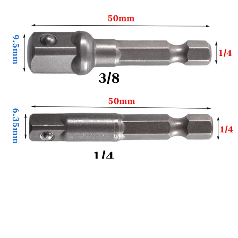 Chrome Vanadium Steel Socket Adapter Set Hex Shank 1/4" 3/8" 1/2" Extension Drill Bits Bar Set Power Tools TF003