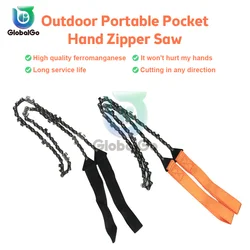 Pocket Chainsaw Manual Zipper Saw Gear 65cm Folding Chain Hand Saw for Camping Hunting Tree Cutting Hiking Cutting Tools