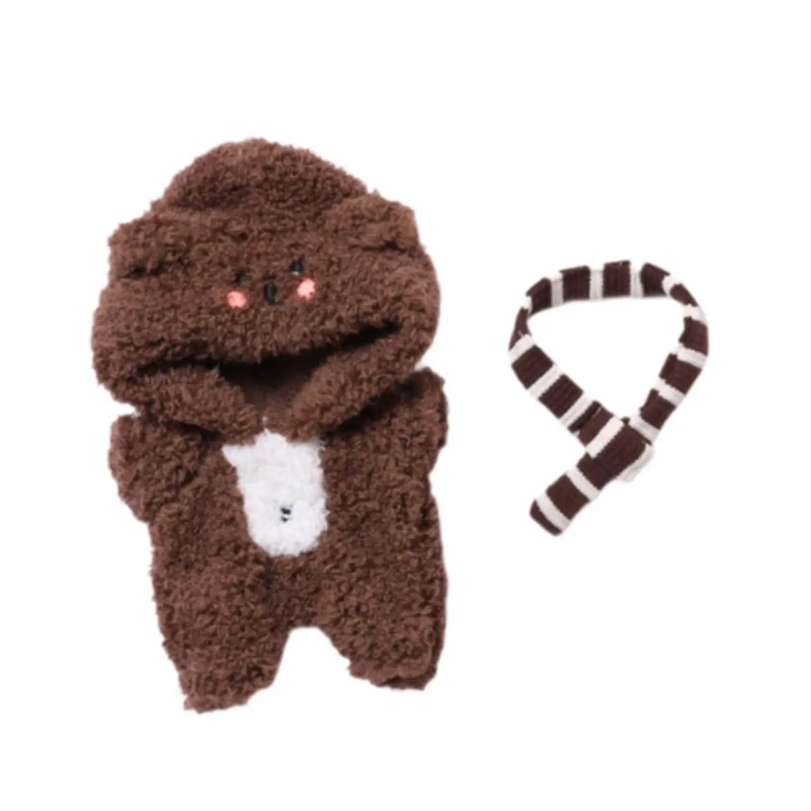 

17cm Plush Doll Clothes Doll Clothes with Scarf Fashion Photo Props Bear Suit Doll Outifits Cute for 6.69inch Doll