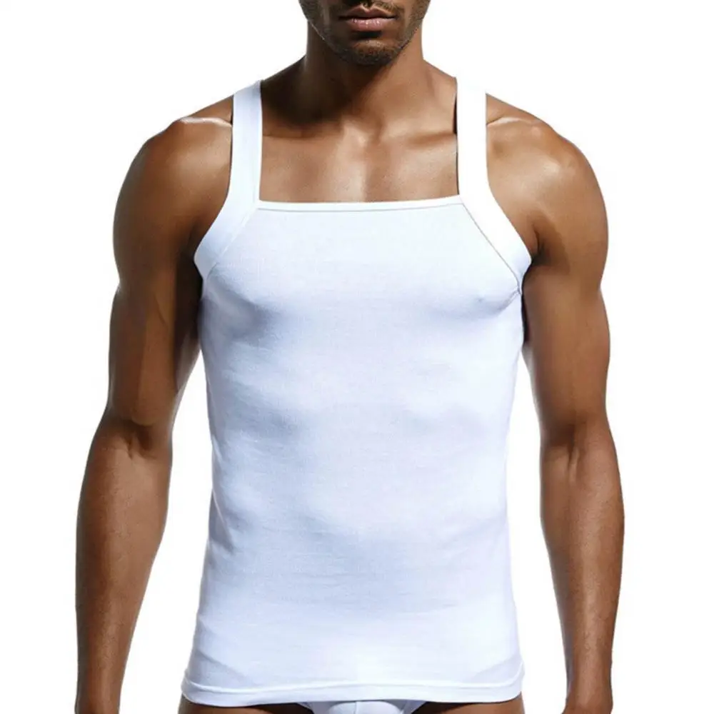 Cotton Casual Men Solid Color Sleeveless Slim Vest Solid Color Fitness Tank Top Men Muscle Vests Cotton Underwear Men\'s Clothing