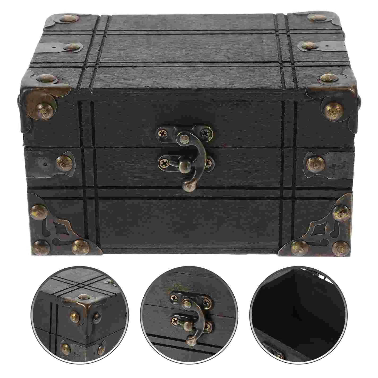 

Vintage Storage Box Decor Pirate Treasure Chest Wood Candy Case Photo Prop Wooden Trinket