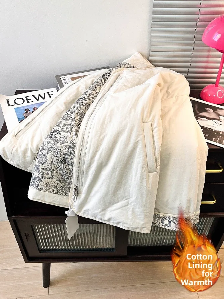 

Lightweight Thiened down Cotton Jaet Women's Loose Comfortable Winter Coat Flutton Zipper Long Sve round Ne