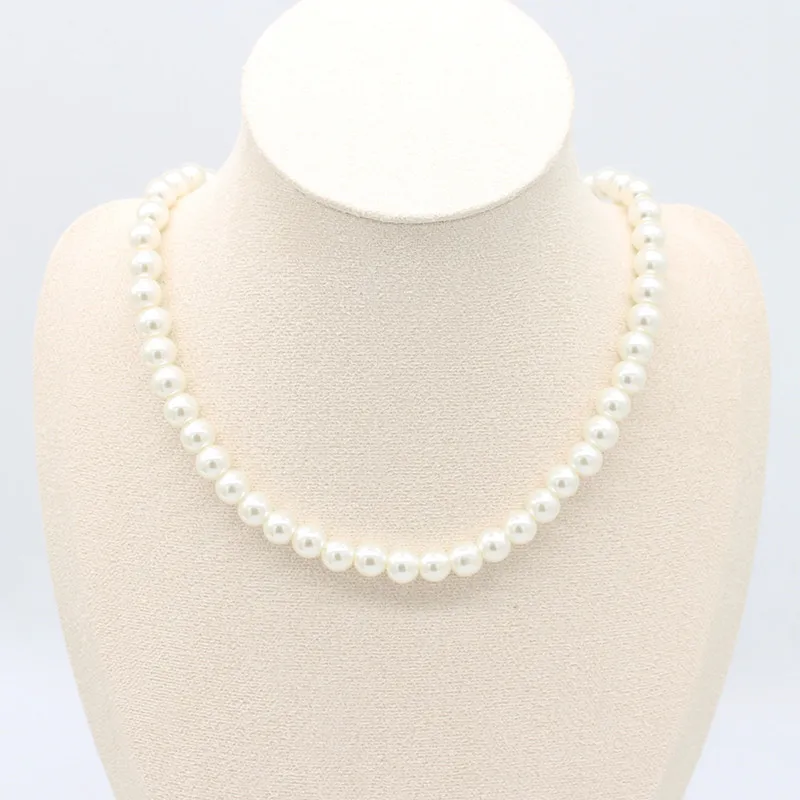 Elegant Round Imitation Pearl Necklace Fashion Women Simple Handmade Strand Bead Clavicle Chain Choker Wedding Jewelry Gift